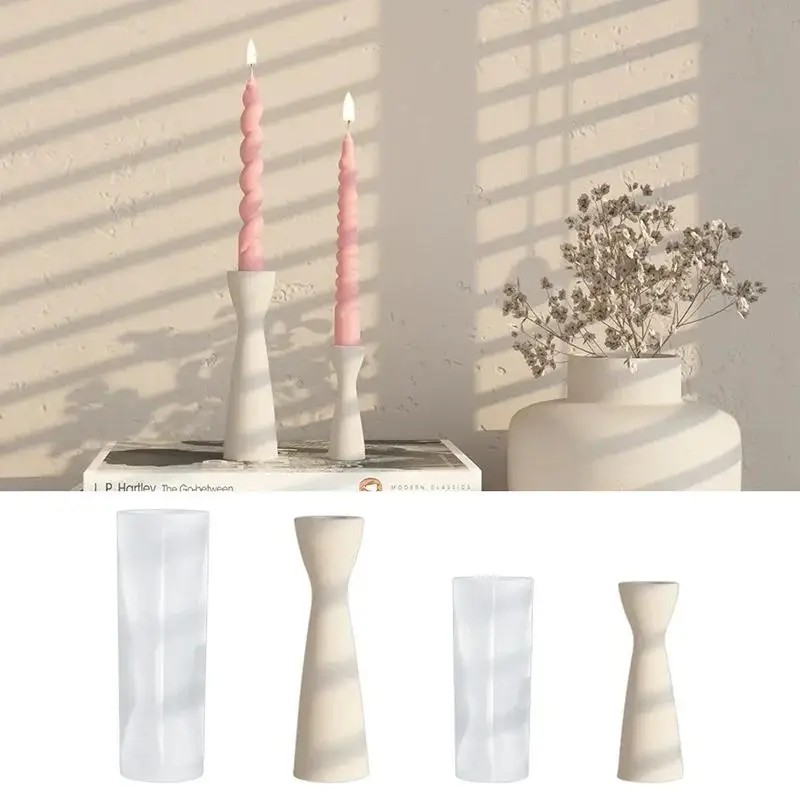 Candle Making Place - 新しいキャンドルホルダーシリコンキャンドルモールドDIYキャンドル石膏ベースオーナメントキャンドル作成用モールド家の装飾用キャンドルプレースメント用
