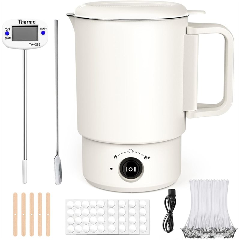 Candle Making Thermometer - A47U 電気ワックス溶解ポットキット 温度計付き 800ML ワックスメルター キャンドル作り用、初心者向けDIY作成用品