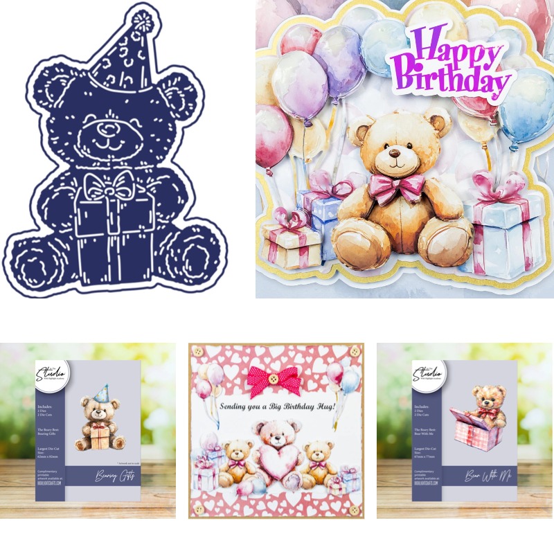 Candle Making Place - テディベアがギフトボックスに入っている金属製ダイカット型2026年新作DIYダイモールドスクラップブッキングペーパーメイキングカットクラフトビッグダイ
