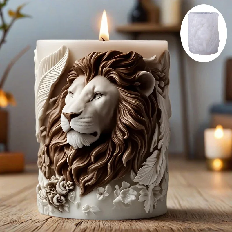 Candle Making Thermometer - 3Dライオンレリーフキャンドルモールド - 細かいライオンの毛を再現、耐熱性、型抜きが簡単、DIYアロマセラピーキャンドル用