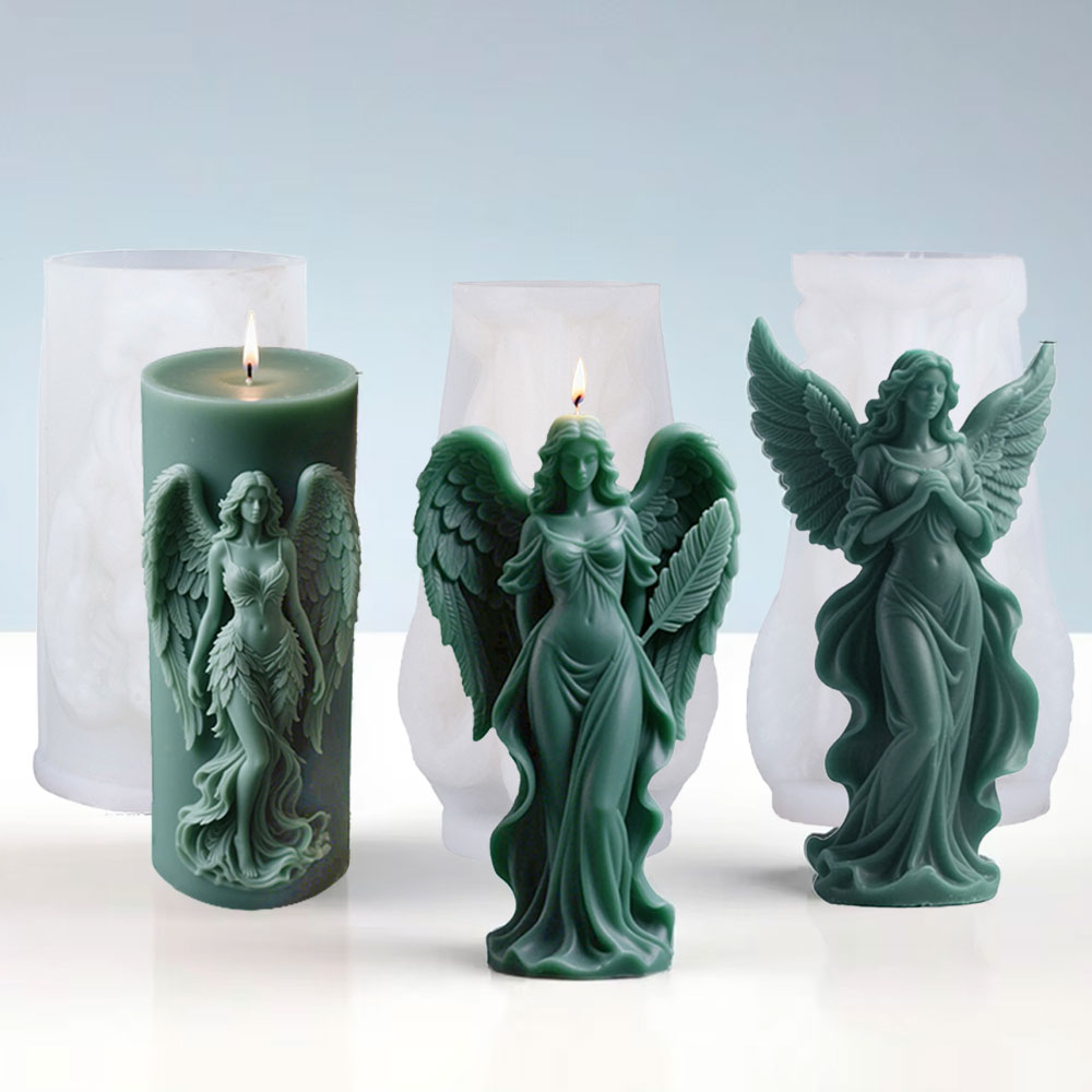 翼女神香りのシリコーンキャンドルモールド DIY 祈り天使の - Candle Making Video のレビューと価格