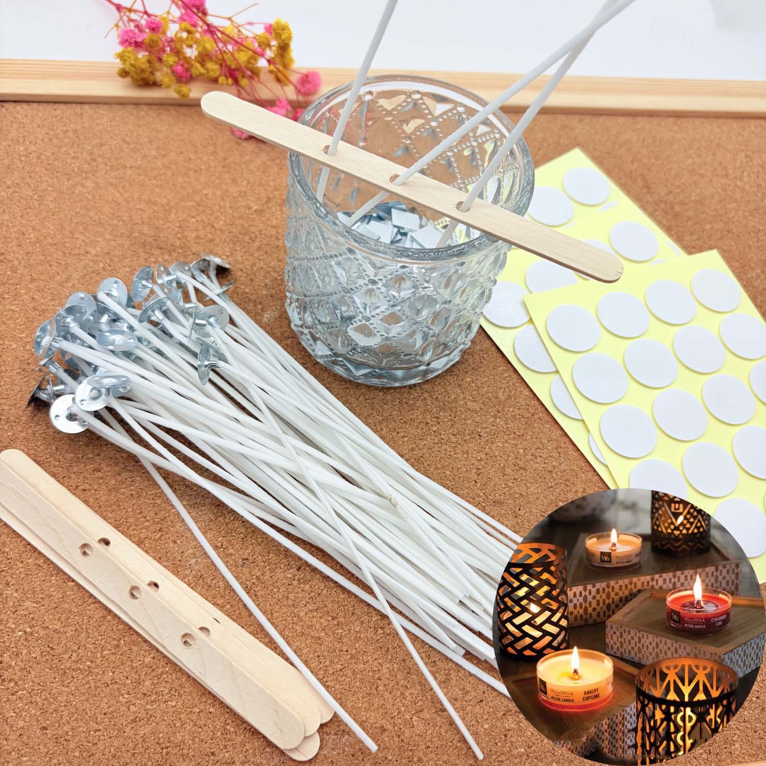 1セットのキャンドル作りDIYキット、無煙キャンドル、綿芯、 - Candle Making Video のレビューと価格