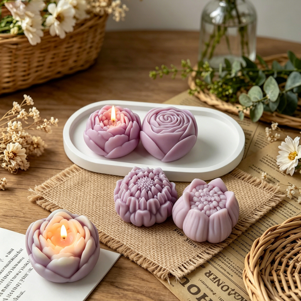 3Dフラワーシリコンモールド牡丹バラ蓮キャンドル作成用品アロ - Candle Making Video のレビューと価格