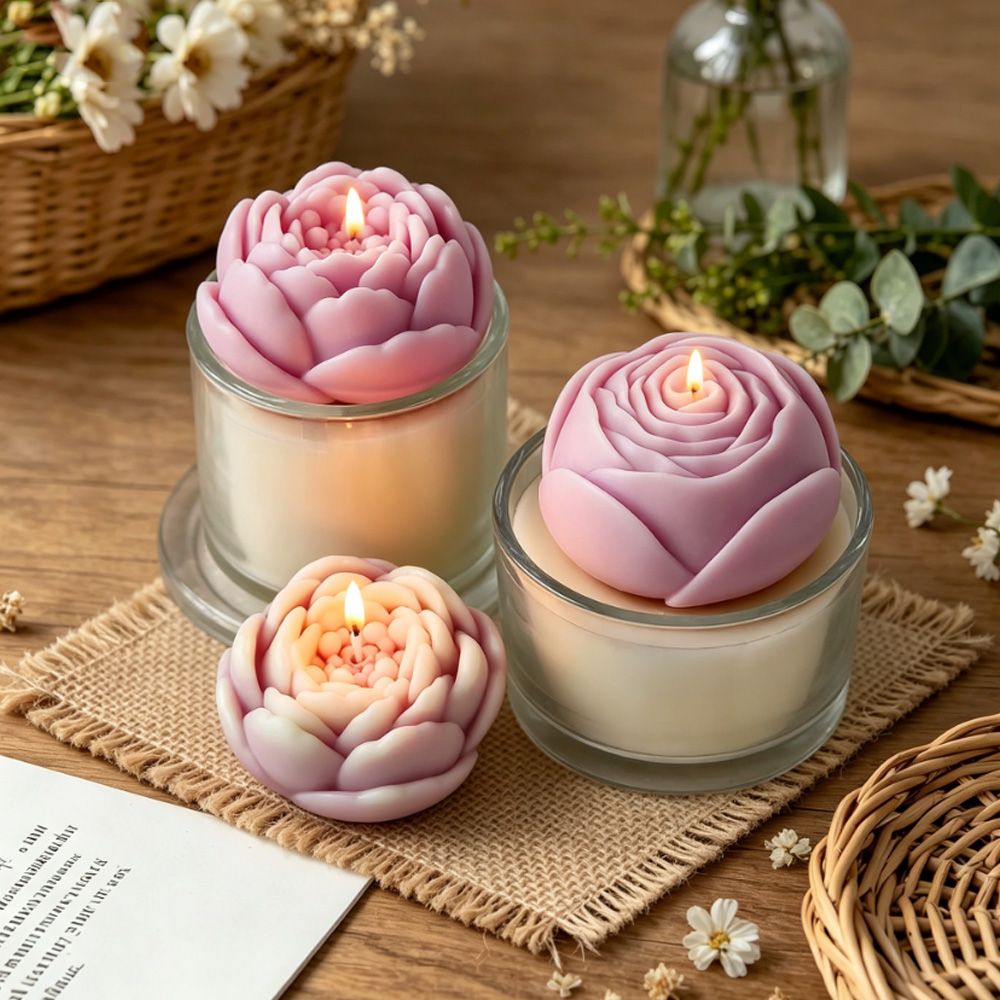 3Dフラワーシリコンモールド牡丹バラ蓮キャンドル作成用品アロ - Candle Making Video のレビューと価格