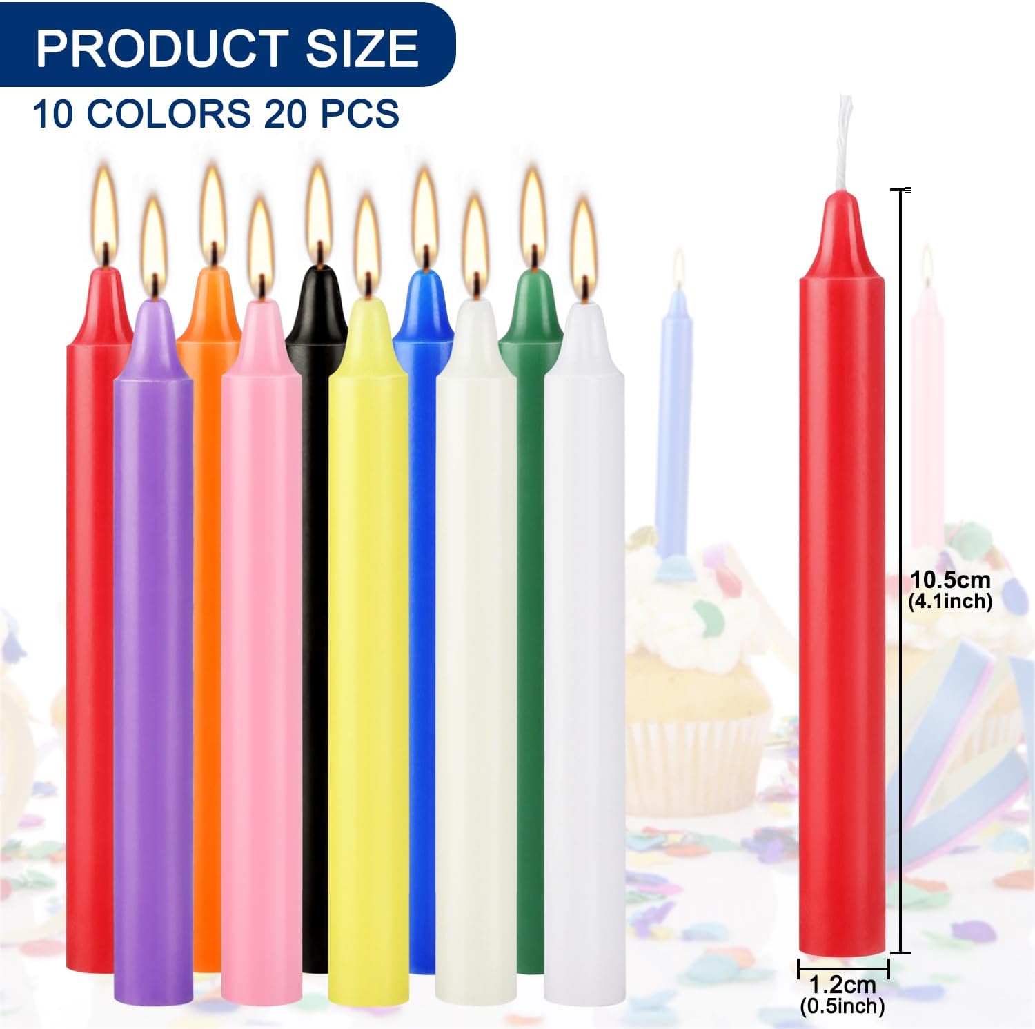 20本のカラフルな小型スティックキャンドル、滴りにくく、煙が - Candle Making Place のレビューと価格