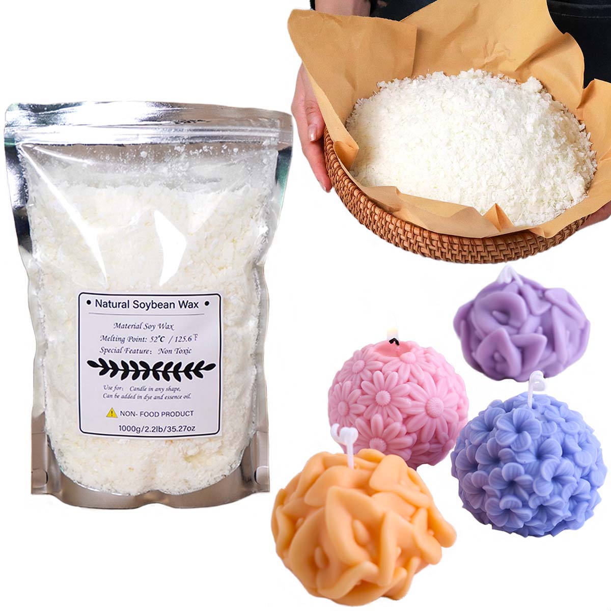 100/250/500/1000 グラム天然大豆ワックスフレ - Candle Making Raw Material のレビューと価格