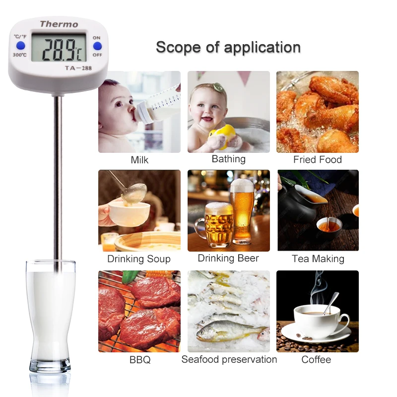 TA288 液晶デジタル食品温度計バーベキュープローブ温度計 - Candle Making Thermometer のレビューと価格