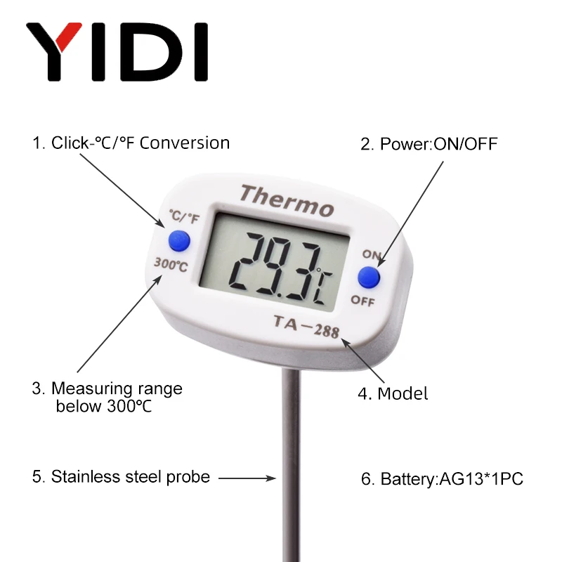 TA288 液晶デジタル食品温度計バーベキュープローブ温度計 - Candle Making Thermometer のレビューと価格