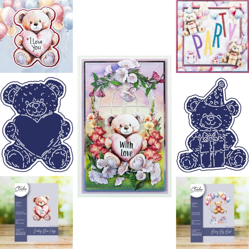 テディベアがギフトボックスに入っている金属製ダイカット型20 - Candle Making Place のレビューと価格